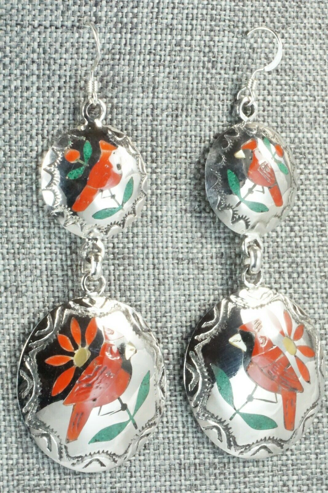 Multi Stone & Sterling Silver Earrings - Quintin Quam Sr.