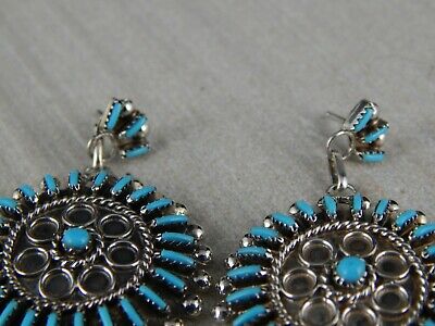 Zuni Sterling Silver & Turquoise Earrings - Philander Garcia - High Lonesome Trading
