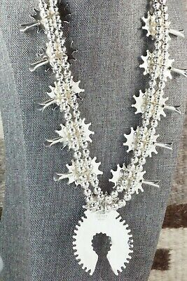 Turquoise & Sterling Silver Squash Blossom and Earrings - Nathaniel Nez