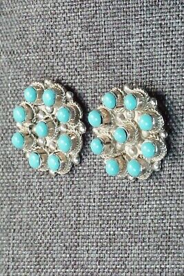 Turquoise and Sterling Silver Earrings - Terrance Panteah & Tammy Johnson - High Lonesome Trading