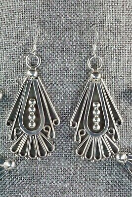 Turquoise & Sterling Silver Squash Blossom and Earrings - Lorena Nez