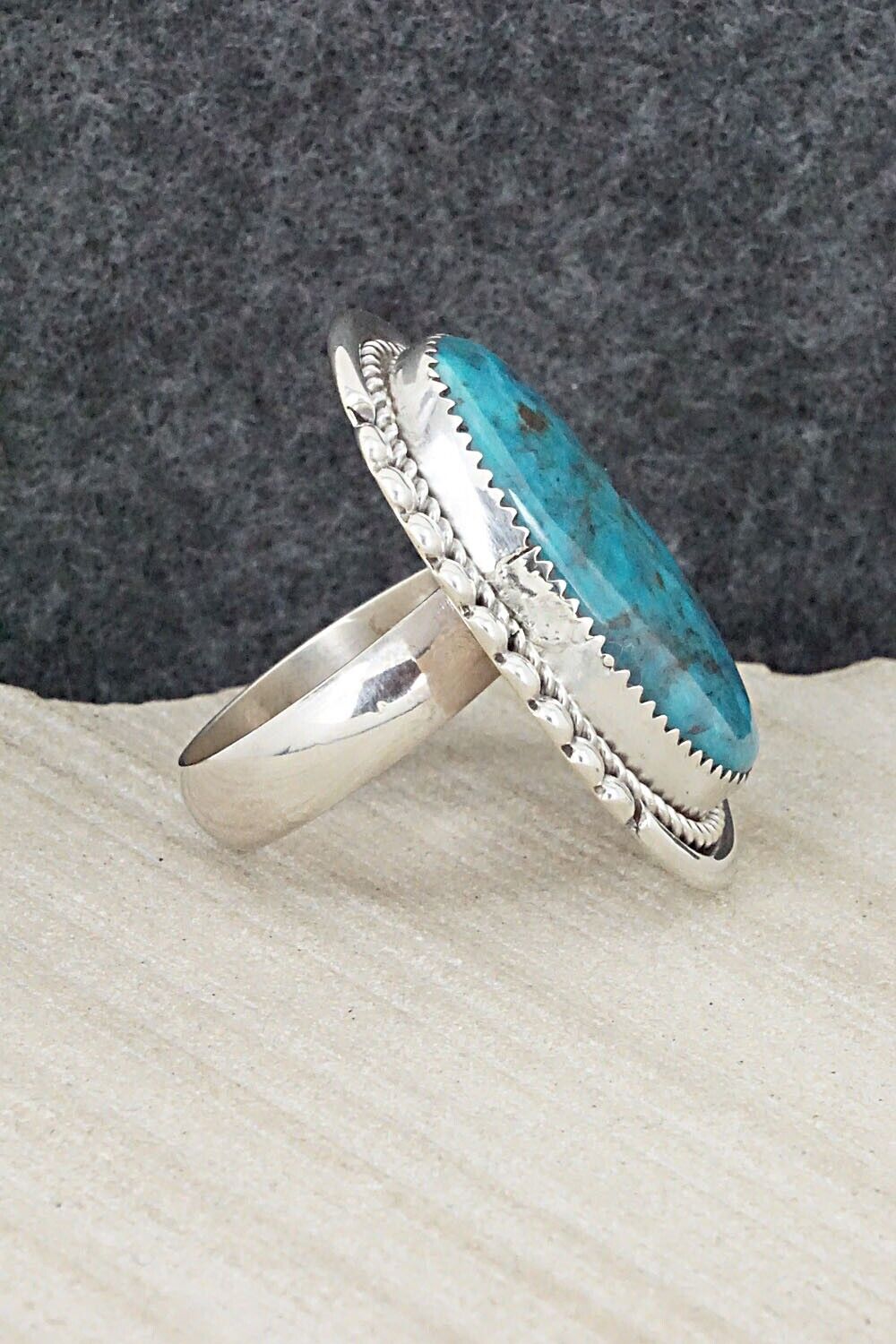 Turquoise & Sterling Silver Ring - Kenny Calavaza - Size 9