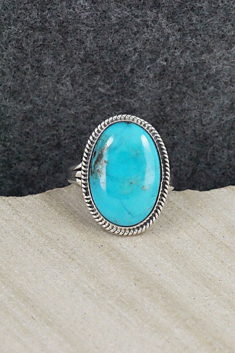 Turquoise & Sterling Silver Ring - Alice Rose Saunders - Size 8