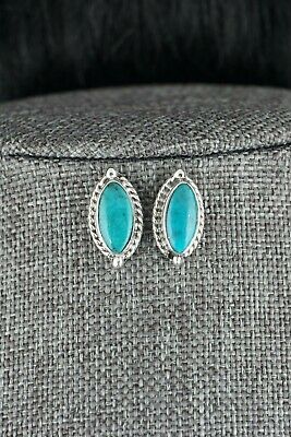 Navajo Turquoise and Sterling Silver Earrings - Bucky Belin - High Lonesome Trading