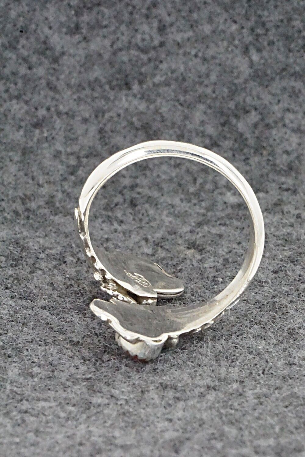 Coral and Sterling Silver Ring - Etta Belin - Size 9.5