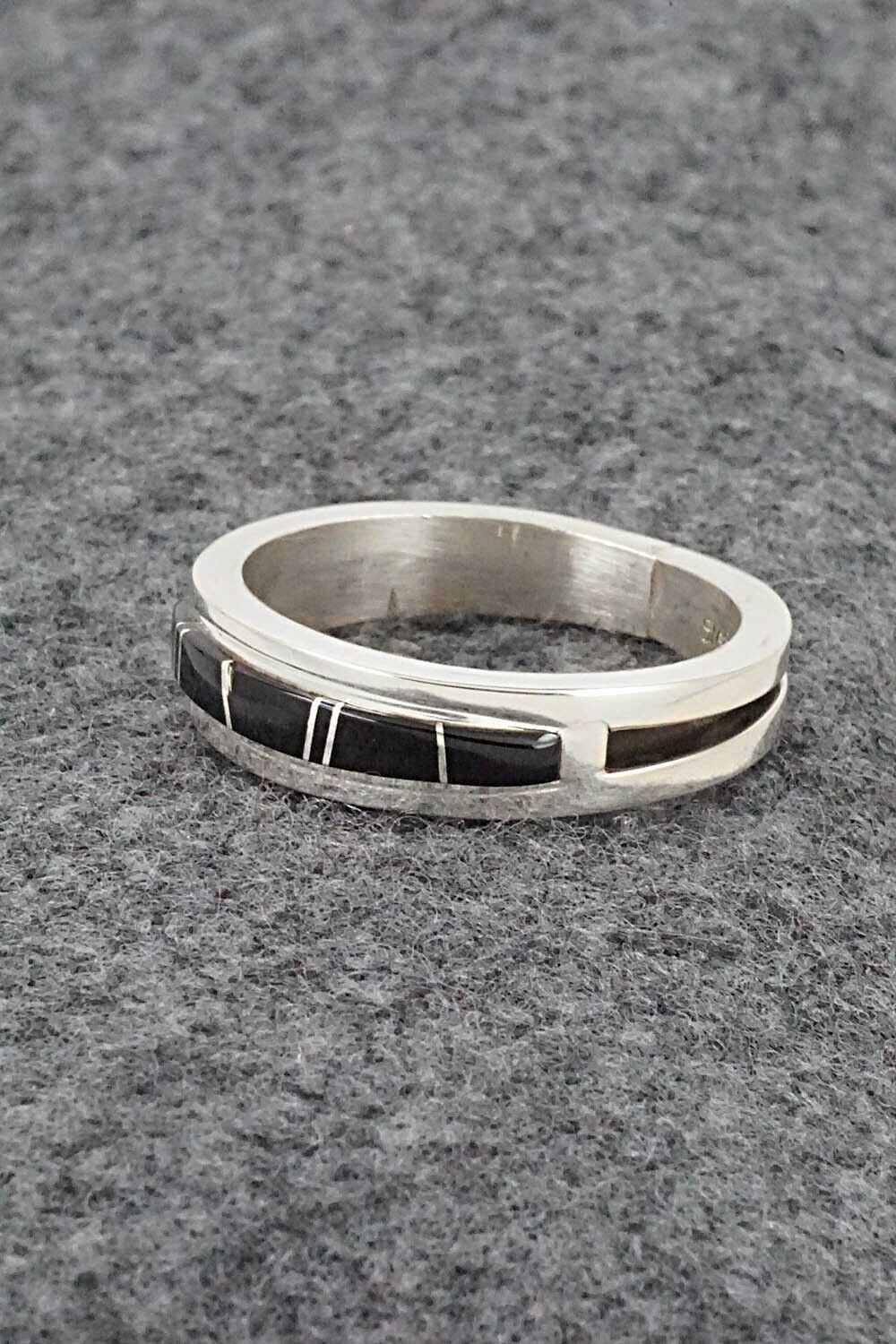 Onyx & Sterling Silver Inlay Ring - Wilbert Muskett Jr. - Size 11.5