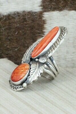 Spiny Oyster & Sterling Silver Ring - Betta Lee - Size 8