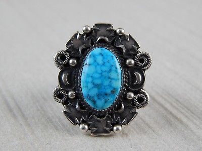 Navajo Sterling Silver & Turquoise Ring - Derrick Gordon - High Lonesome Trading