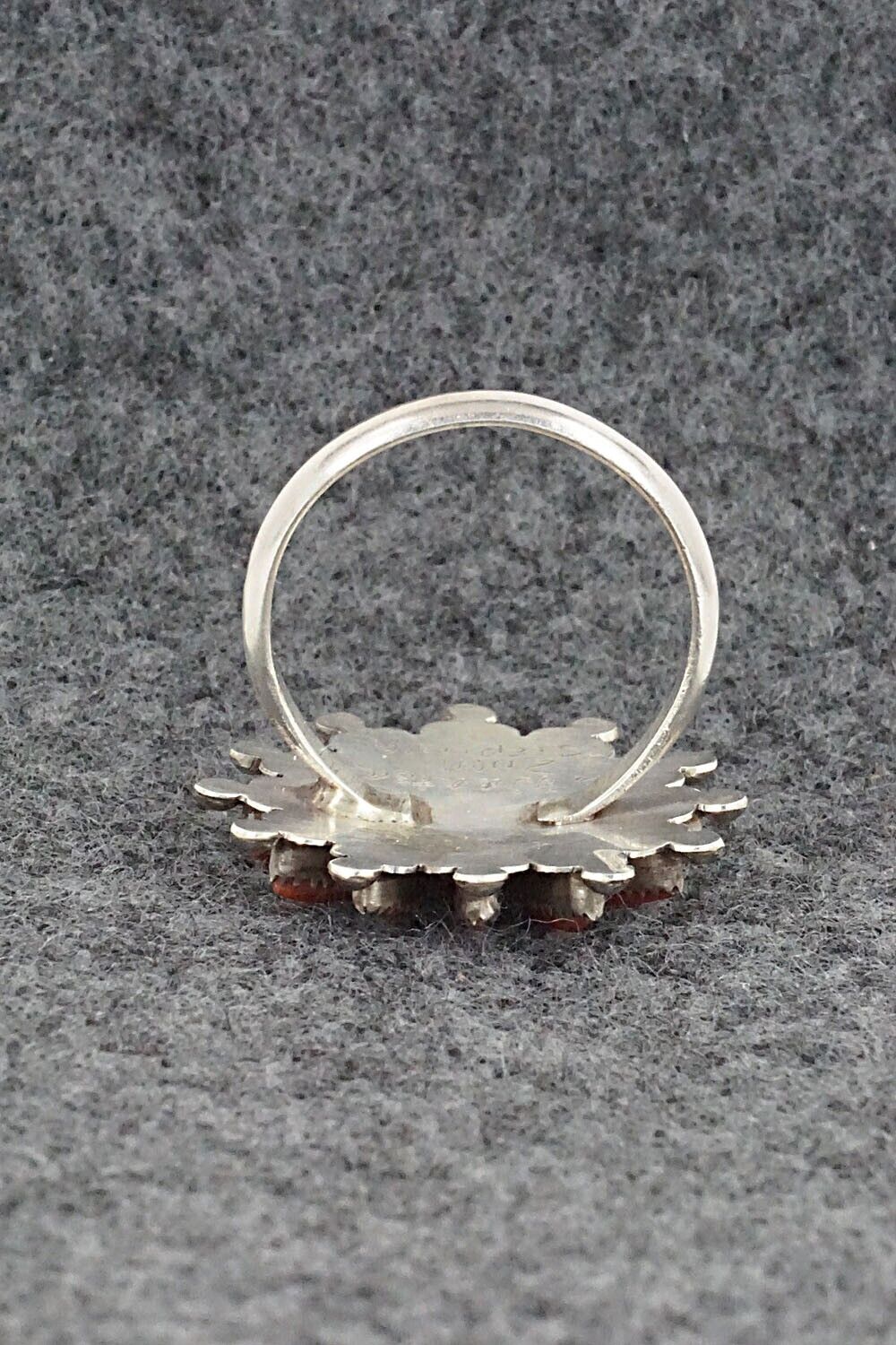 Coral & Sterling Silver Ring - Samantha Waatsa - Size 6.5