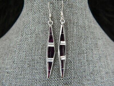 Zuni Inlay & Sterling Silver Earrings - Orlandy Laate - High Lonesome Trading