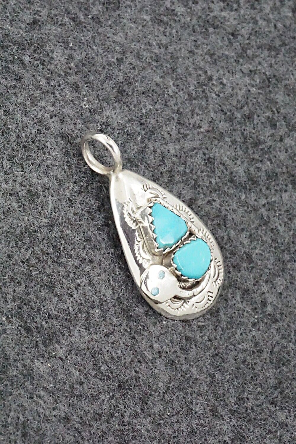 Turquoise and Sterling Silver Pendant - Joy Calavaza