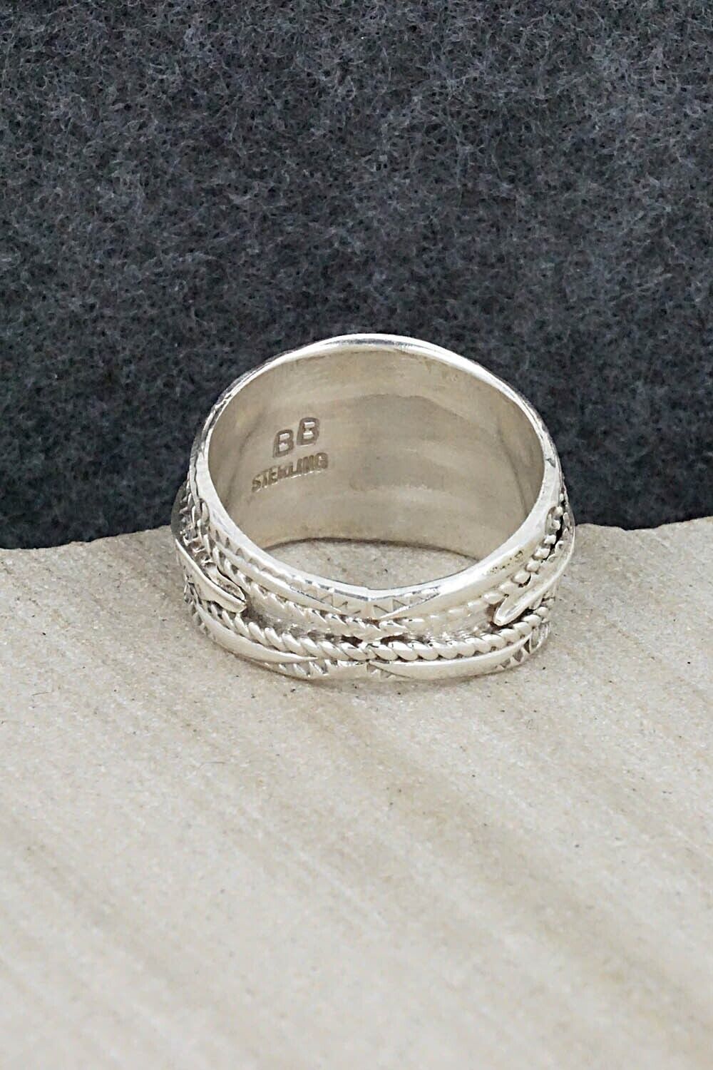 Turquoise, Coral and Sterling Silver Ring - Betty Begay - Size 9.5