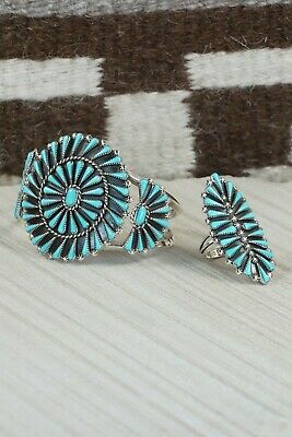 Turquoise & Sterling Silver Bracelet and Ring - Size 9 - Carlos Tsipa
