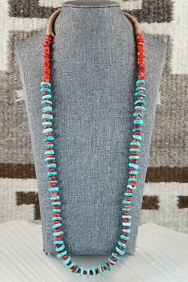Navajo Turquoise & Coral Necklace - Rita Begay