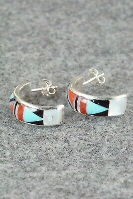 Multi Stone Inlay & Sterling Silver Earrings - Delberta Boone