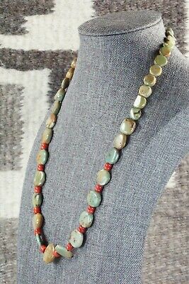 Turquoise, Coral & Sterling Silver Necklace - Navajo
