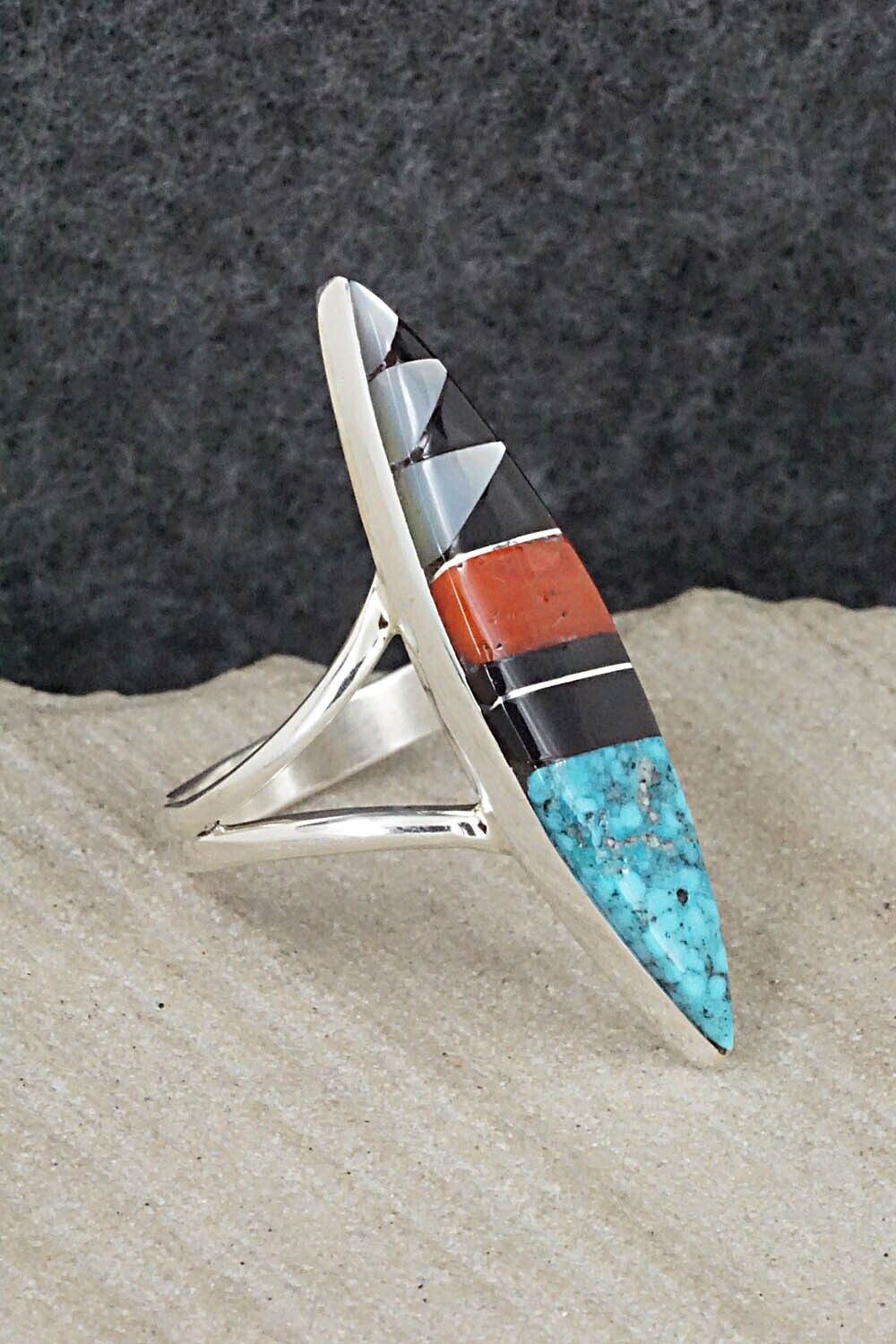 Multi Stone & Sterling Silver Ring - Cleo Kallestewa - Size 7.25