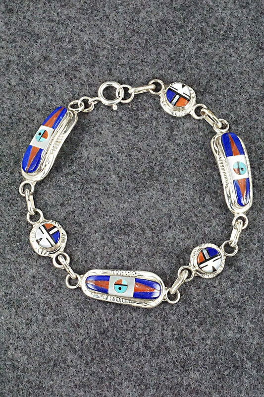 Multi Stone & Sterling Silver Link Bracelet - Patty Edaakie