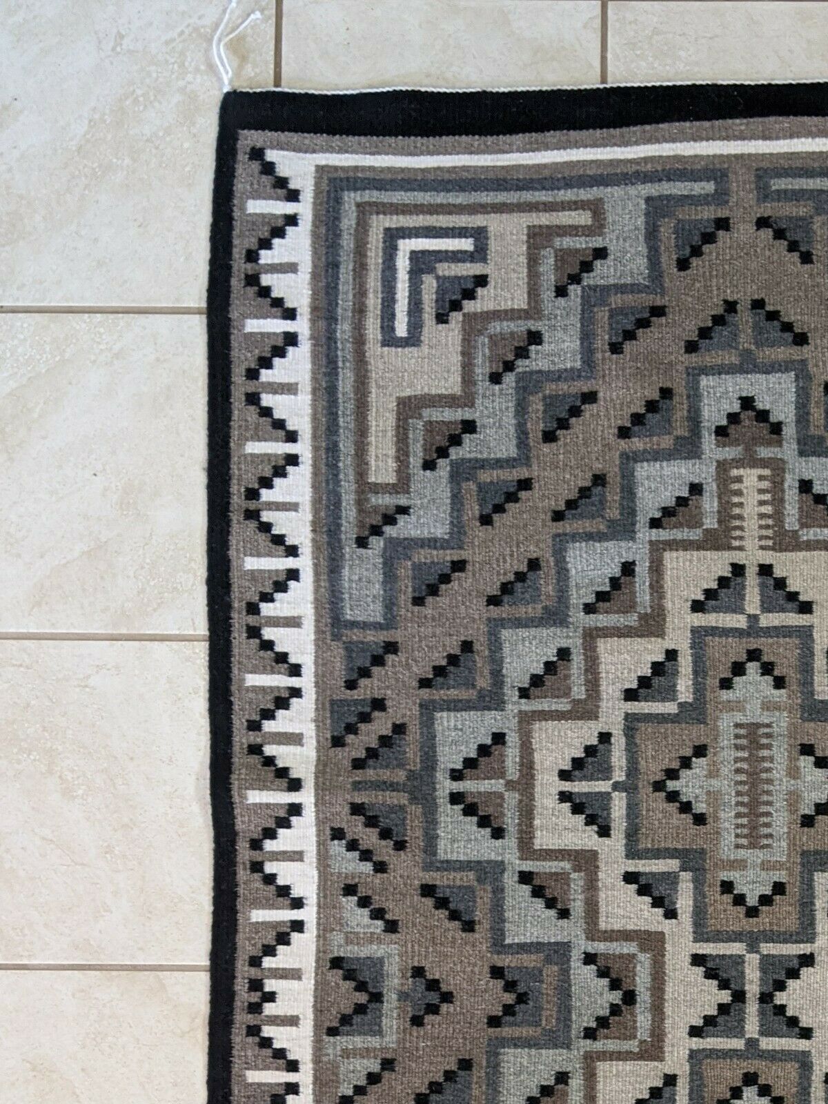 Navajo Two Grey Hills Handwoven Rug - 65in x 40in - Betty Morgan