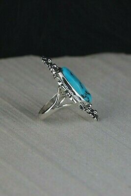 Navajo Turquoise and Sterling Silver Ring - Daniel Benally - Size 7.5 - High Lonesome Trading