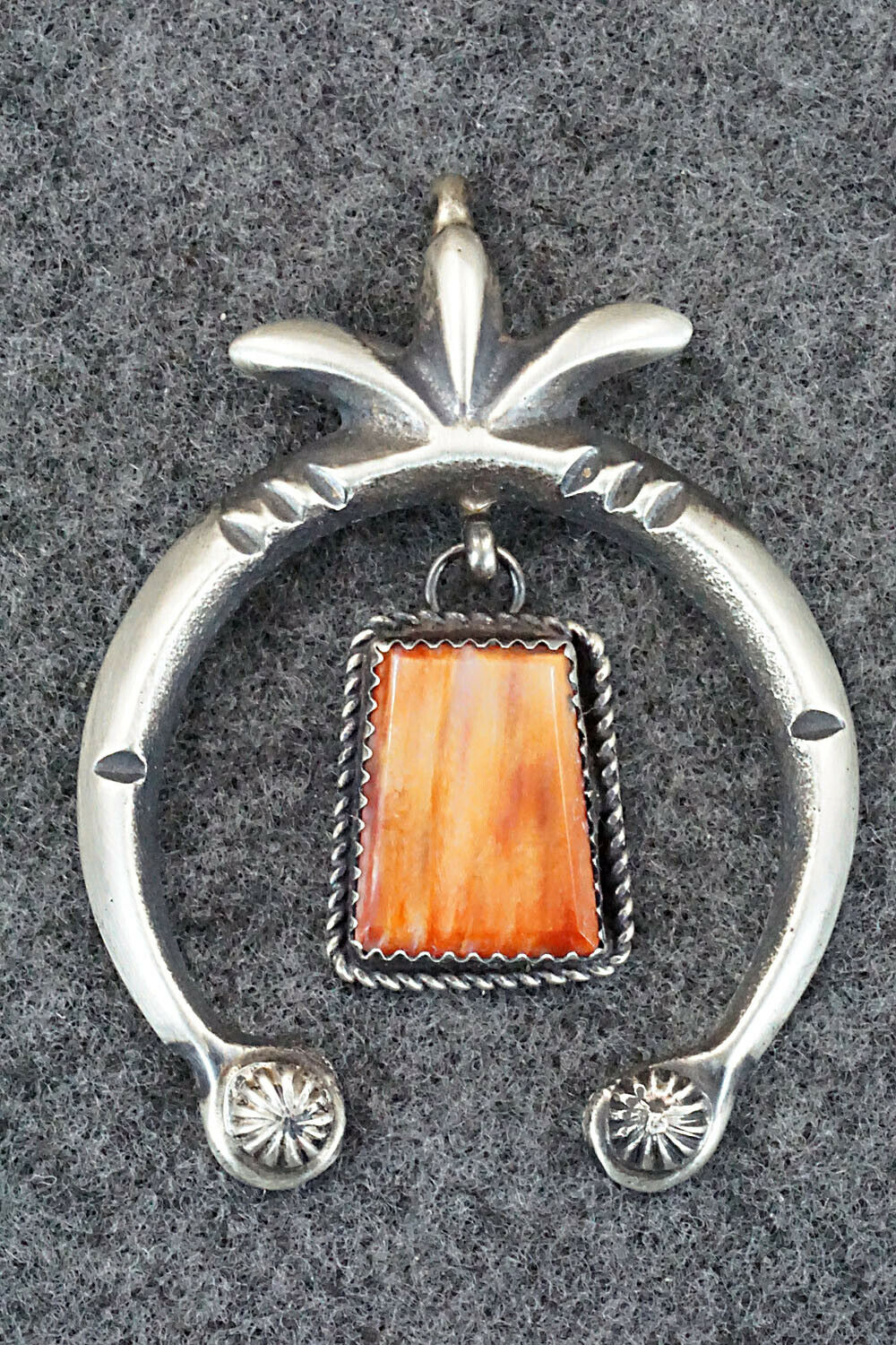 Spiny Oyster and Sterling Silver Naja Pendant - Martha Cayatineto