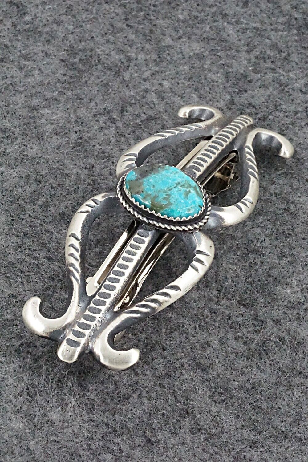 Turquoise & Sterling Silver Hair Barrette - Martha Cayatineto