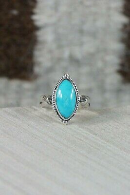 Navajo Turquoise and Sterling Silver Ring - Clarence Long - Size 5.75 - High Lonesome Trading