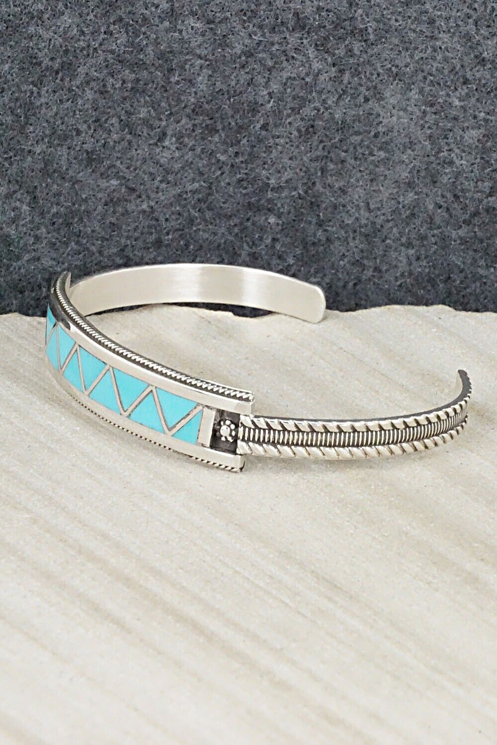 Turquoise & Sterling Silver Inlay Bracelet - Claudine Haloo