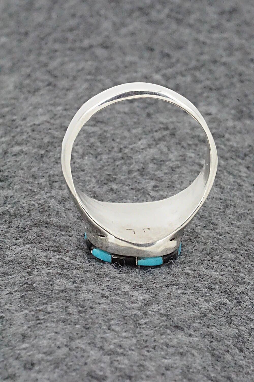 Turquoise, Onyx & Sterling Silver Ring - Johnson Laweka - Size 11