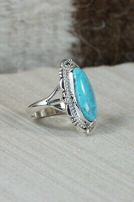 Navajo Turquoise & Sterling Silver Ring - Daniel Benally - Size 7