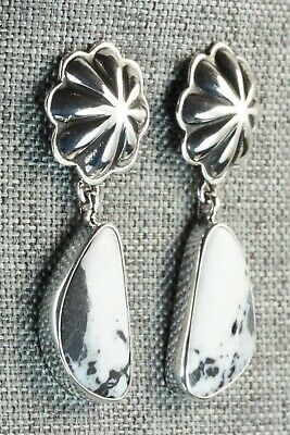 White Buffalo & Sterling Silver Earrings - Lyle Piaso