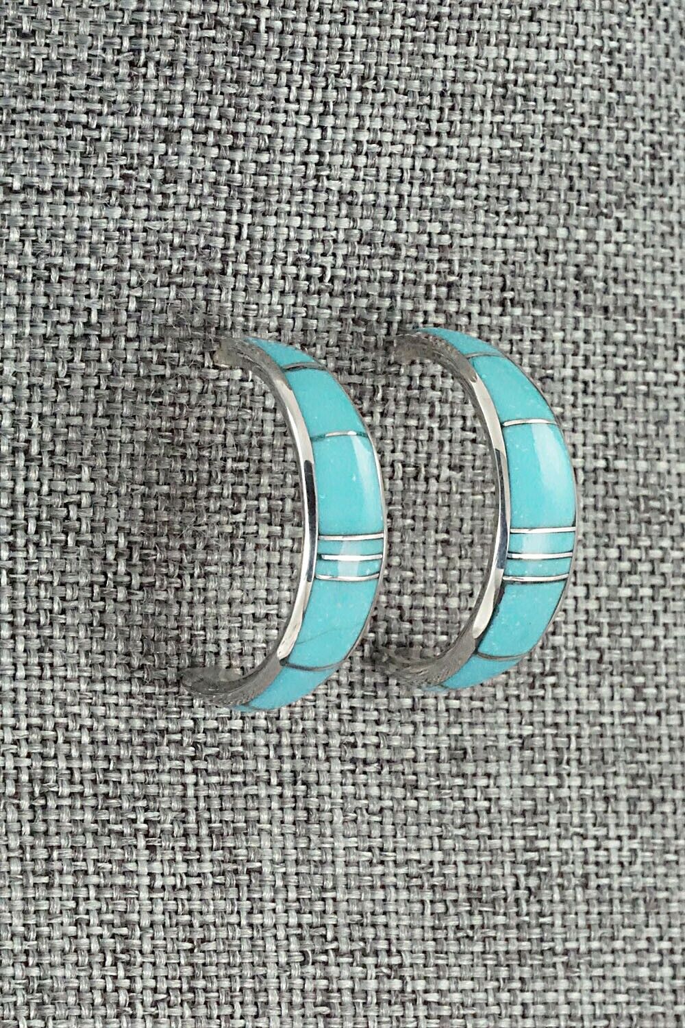 Turquoise & Sterling Silver Earrings - Philbert Chavez