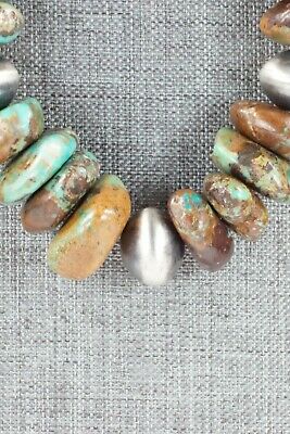 Turquoise & Sterling Silver Navajo Pearl Necklace - Doreen Jake