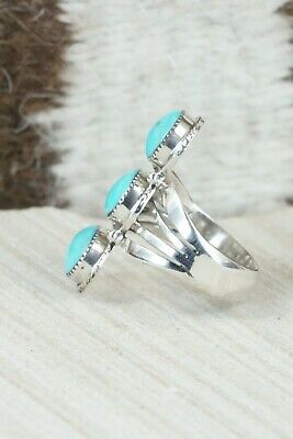 Turquoise & Sterling Silver Ring - Sheena Jack - Size 7.75
