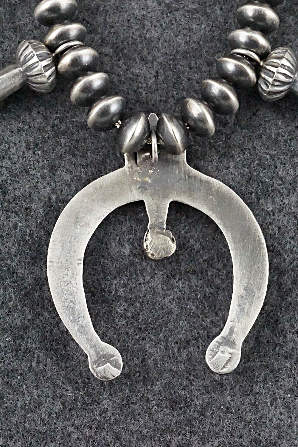 Sterling Silver Navajo Pearl Squash Blossom Necklace - Presley Haley