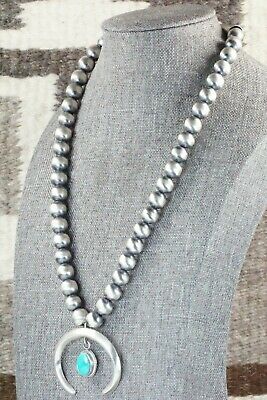 Turquoise & Sterling Silver Navajo Pearl Necklace - Jan Mariano