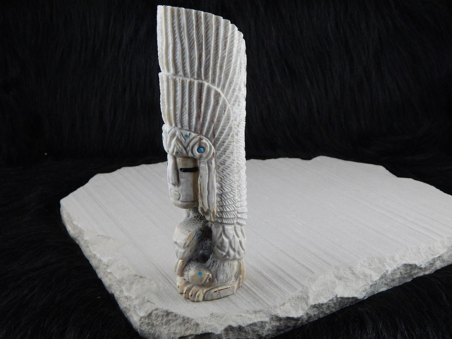 Chief & Eagle Zuni Fetish Carving - Jerrold Lahaleon - High Lonesome Trading