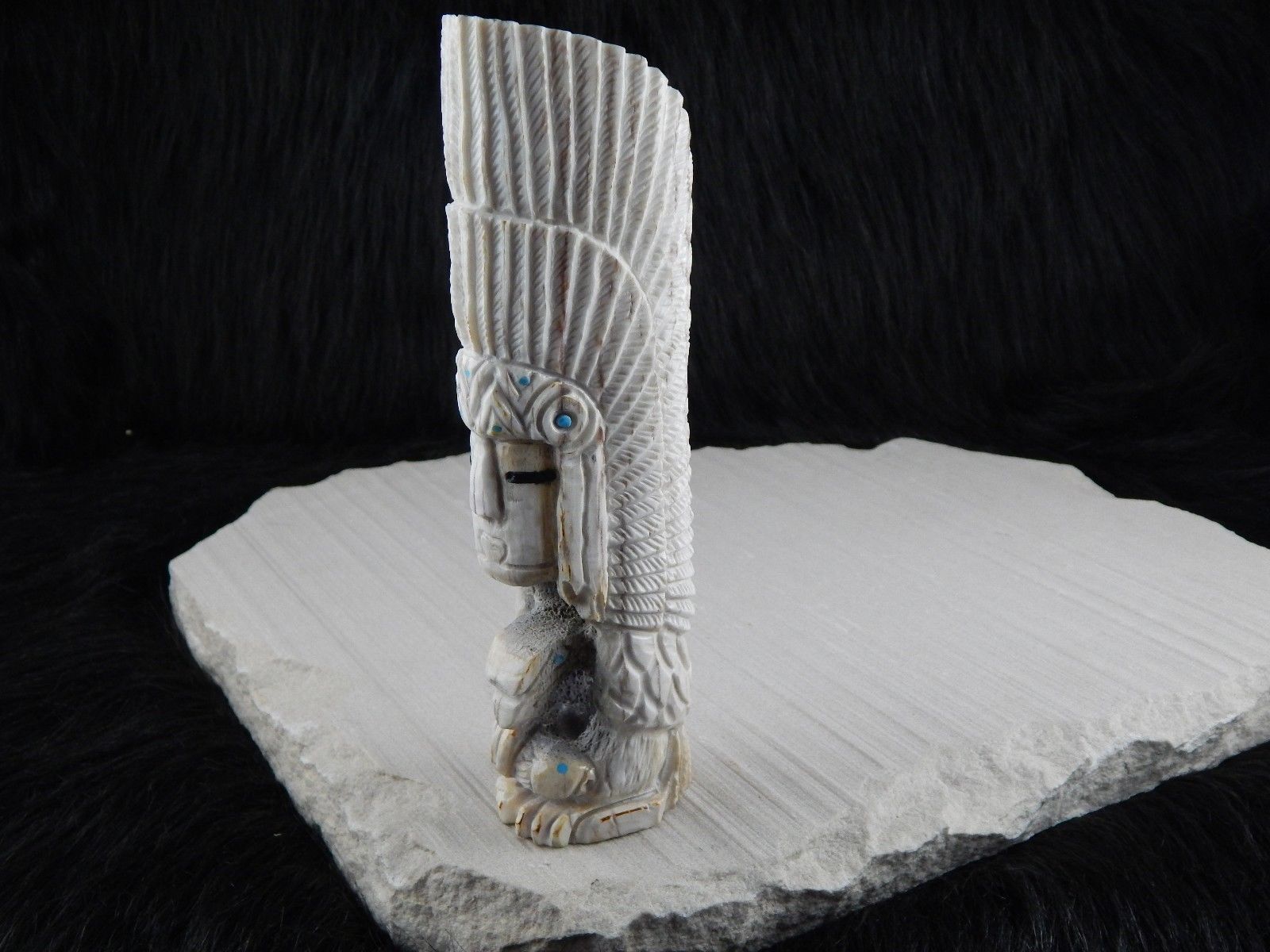 Chief & Eagle Zuni Fetish Carving - Jerrold Lahaleon - High Lonesome Trading
