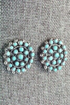 Turquoise & Sterling Silver Earrings - Lorencita Walela - High Lonesome Trading