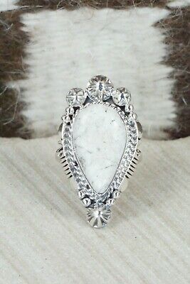 White Buffalo & Sterling Silver Ring - Daniel Benally - Size 8