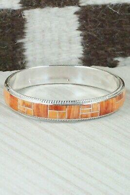 Spiny Oyster & Sterling Silver Bangle Bracelet - Ricky Booqua - High Lonesome Trading