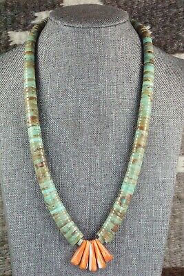 Turquoise & Spiny Oyster Necklace - Lupe Lovato