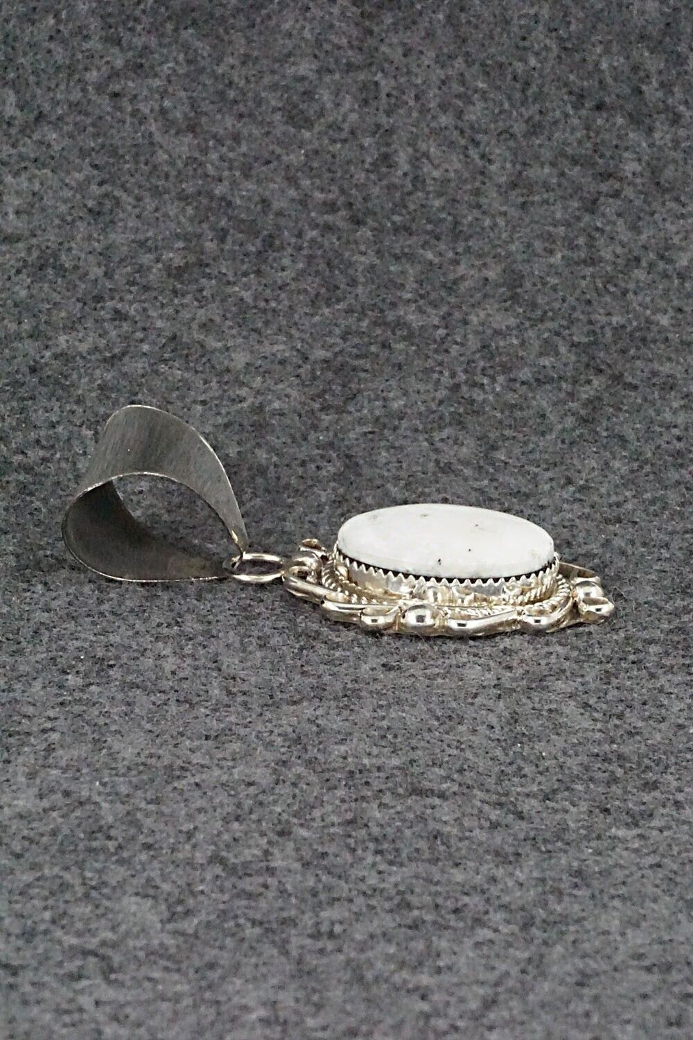 White Buffalo & Sterling Silver Pendant - Donavan Nez