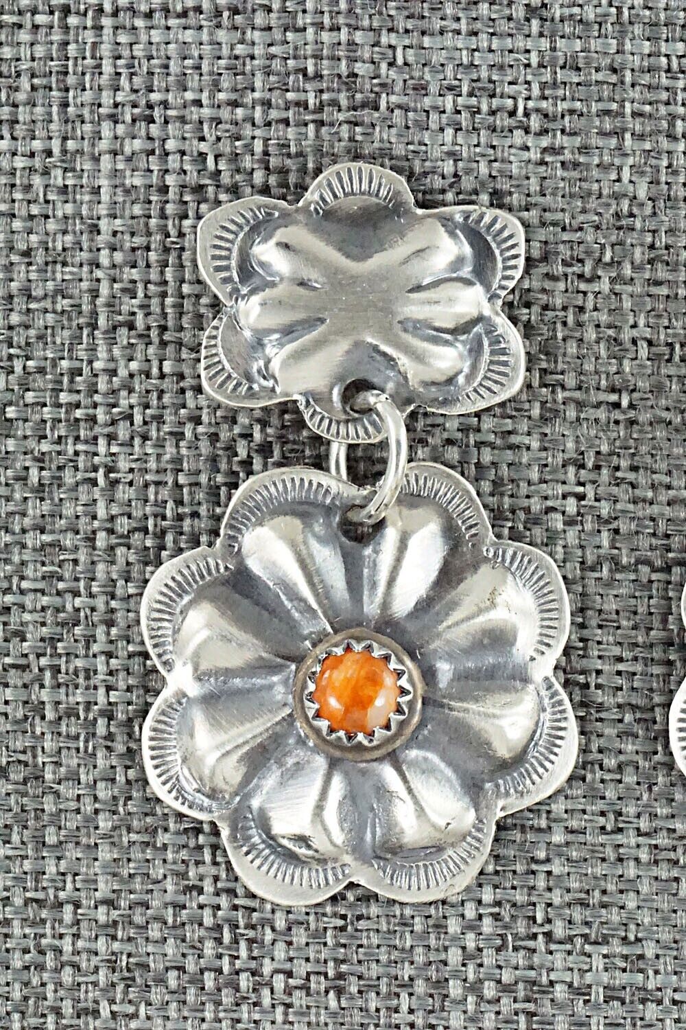 Spiny Oyster & Sterling Silver Earrings - Joan Begay