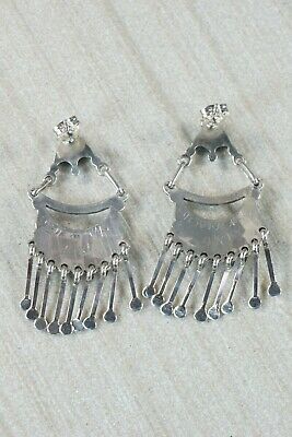Zuni Turquoise and Sterling Silver Earrings - Stewart Nakatewa - High Lonesome Trading
