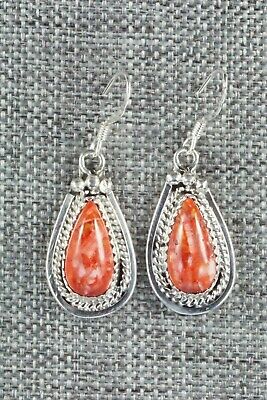 Spiny Oyster & Sterling Silver Earrings - Navajo
