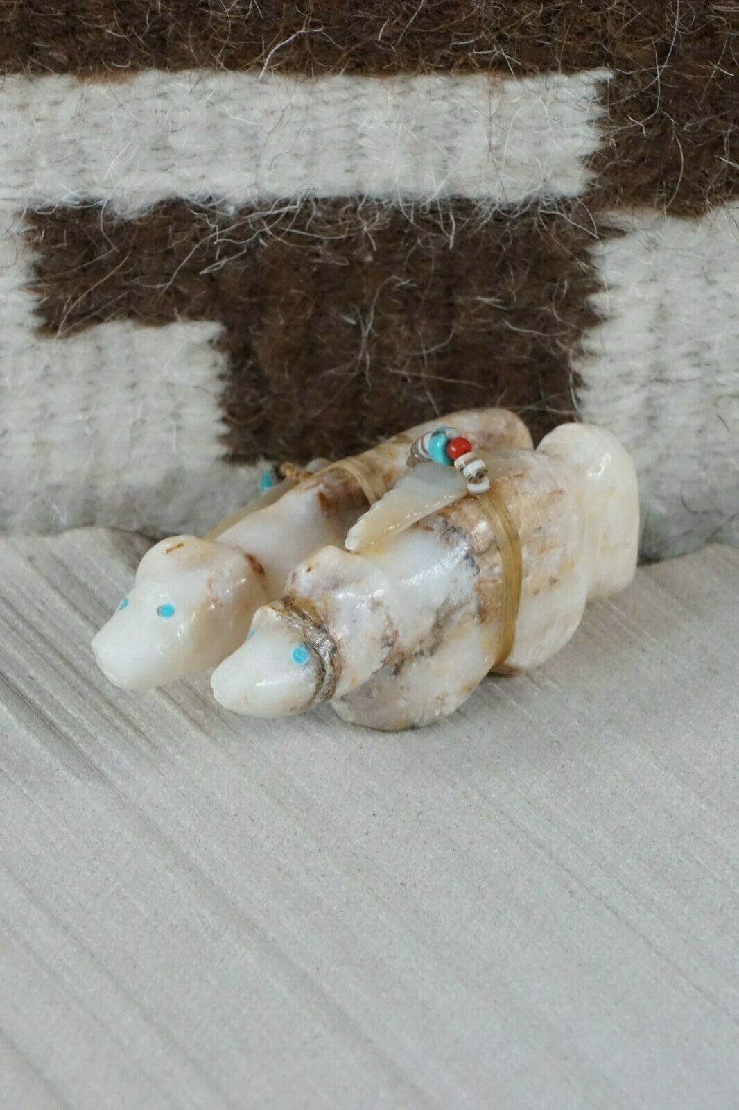 Mountain Lion and Wolf Zuni Fetish Carving - Peter Gasper - High Lonesome Trading