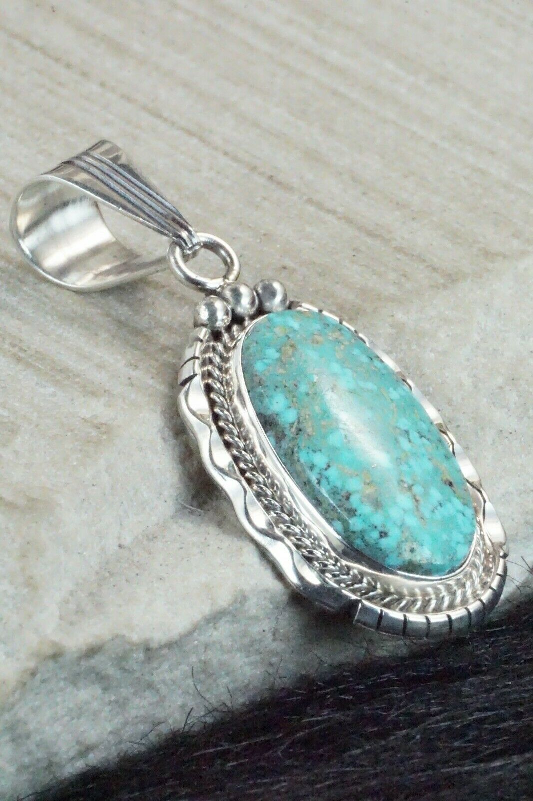 Turquoise & Sterling Silver Pendant - Samuel Yellowhair