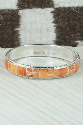 Spiny Oyster & Sterling Silver Bangle Bracelet - Ricky Booqua - High Lonesome Trading