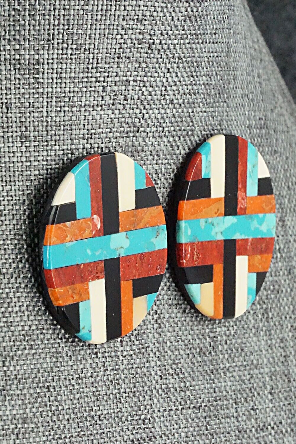 Multi Stone Inlay Earrings - Chaslyn Crespin